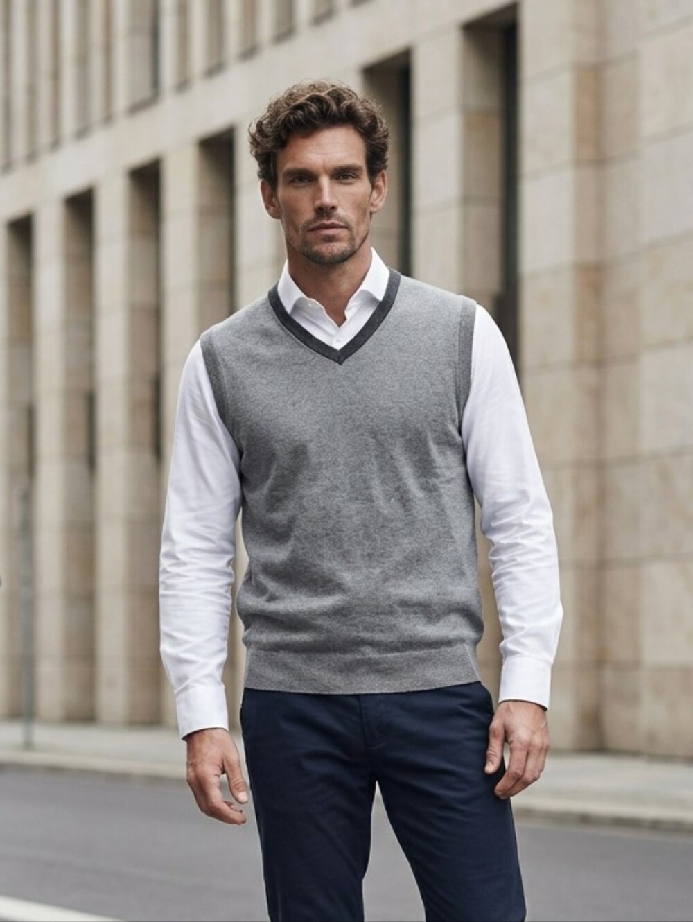 Cremieux Cashmere Blend Sweater Vest L Heather Gray V-Neck Smart Preppy Menswear